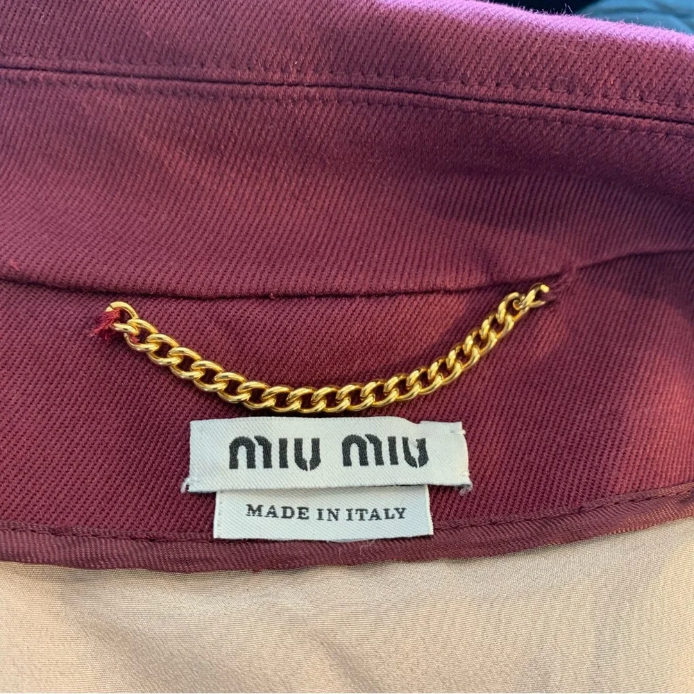 Miu Miu Burgandy Cotton Trench Coat - Picture 7 of 8